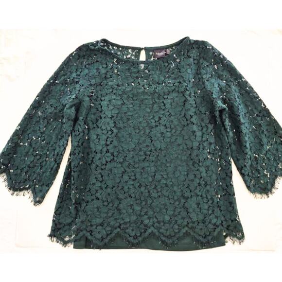 Rafaella Womens Top Size M Open Lace Tank Liner Green Christmas Holiday Boho - Picture 1 of 8